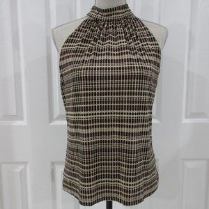 New York & Co Brown/Tan High Collar Halter top SzM